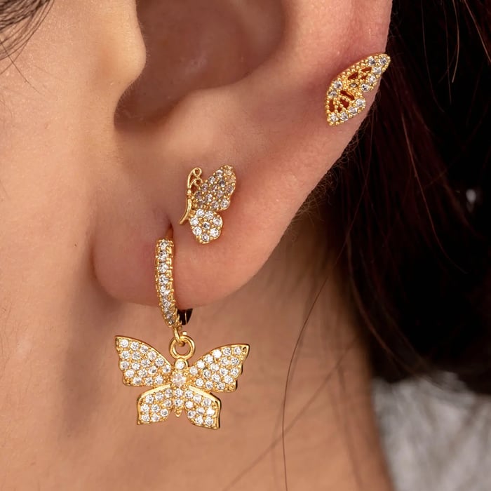 1 Piece Simple Series Classic Animal Copper  Gold Color Zircon Women's Dangle Earrings Picture2